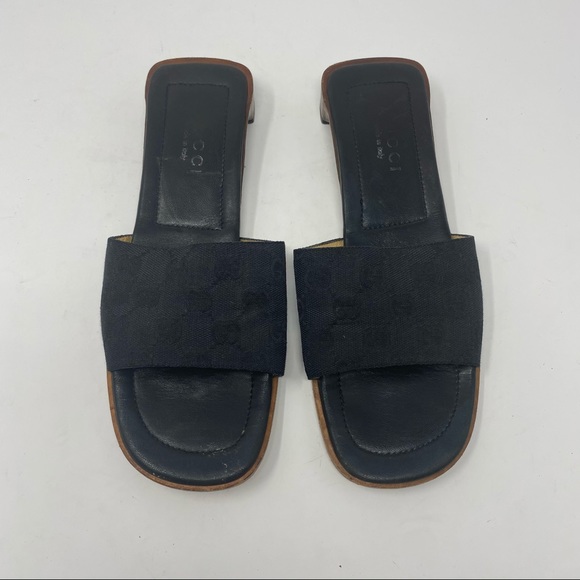 Gucci Shoes - Vintage Gucci Square Toe Wood Block Heel Sandals 7